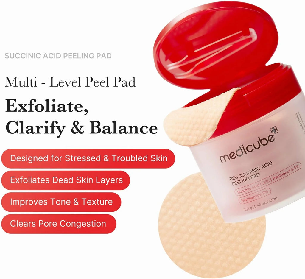 Two pairs of Red Succinic Acid Peel Pads 140 pads